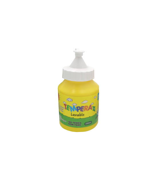Témpera Escolar, Frasco Plástico c/Aplicador, 250 mL. Amarillo